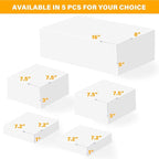 Large Buffet Risers Set of 5, 16"x8"x5" Display Stands, White Acrylic Food Risers for Party, Dessert Table, and Catering, Nesting and Stackable Display Risers