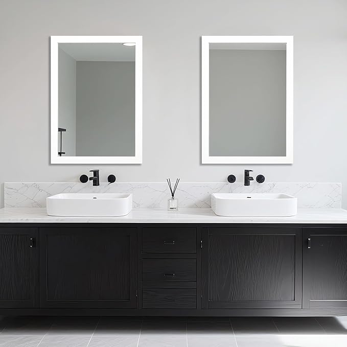Ruomeng Rectangular Wall Mirror 24" x 36" for Bathroom, Bedroom, Entryway, Living Room, White