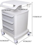 3 Drawers Salon Trolley Cart with Top Shelf, ABS Rolling Storage Cabinet Trolley w/Handle, 66lbs Capacity Mobile Utility Cart for Salon & Dental Clinic