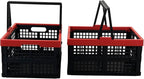 Idomy Pack of 2 Collapsible Storage Crates with Handles, Plastic Grocery Shopping Baskets