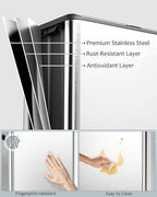 16 Gal (2 x 30 L) Dual Trash Can, Stainless Steel Kitchen Garbage Bin, Recycle Dustbin with Odor Control Box, Soft-Close Lid, Inner Buckets, Side Handle, Step Pedal, for Home Office