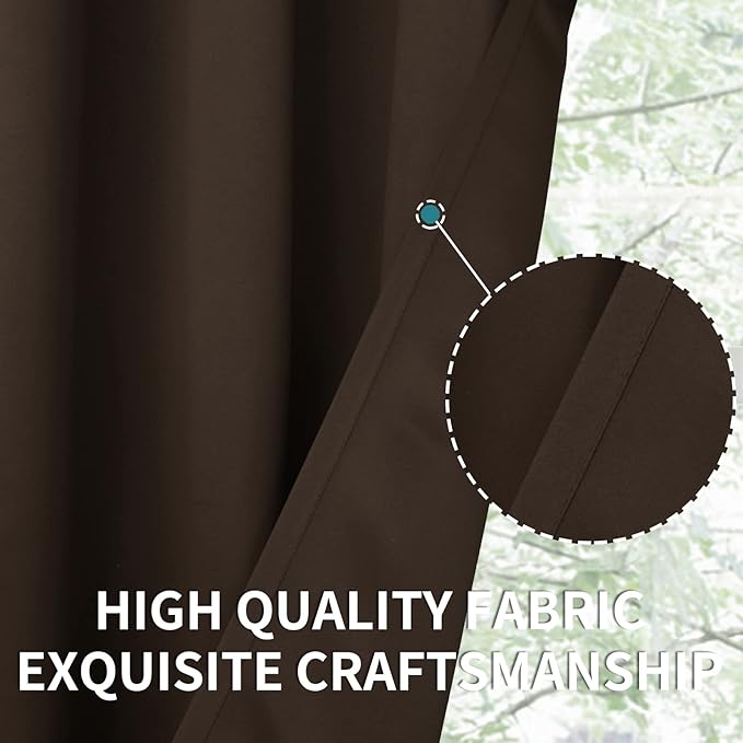 BGment Blackout Curtains for Living Room - Grommet Thermal Insulated Room Darkening Curtains for Bedroom, Set of 2 Panels (52 x 63 Inch, Brown)
