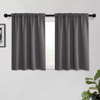 KGORGE Gray Short Blackout Curtains 45 inch Length, Privacy Thermal Insulated Curtains Noise Reducing Window Drapes for Living Room Kitchen, Back Tab Rod Pocket, W52 x L45 inches, Grey, 2 Panels