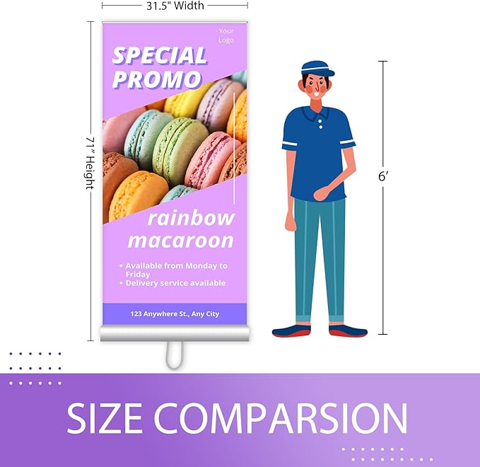 BillyPrint Custom Retractable Banners 2-Sided 31.5x71in with Stand, Customizable Sign for Business, Corporate Events, Advertising - Customized Prints with Travel Bag - 1 unit