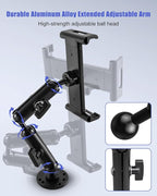 Industrial Aluminum Tablet Mount with Dual Link Arm, Heavy Duty 360° Adjustable Holder for 6-13" Devices, Multi-Hole Base for Truck Boat Wall Desk Installation