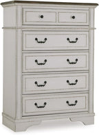 Signature Design by Ashley Blendon Traditional 5-Drawer Chest of Drawers with Safety Stop, White & Dark Brown