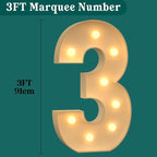 3FT Marquee Numbers, Light Up Numbers 3 for 3rd 13th 30th Birthday Decorations, Big Numbers for Party Decorations, Large Light Up Numbers for Party Decor DIY Pre-Cut Foamboad Mosaic Numbers