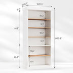 Vyre 70.8" Tall White Bookshelf, Farmhouse Modular Bookcase with 6-Tier Adjustable Shelves, Large Storage Cabinet for Home Office, Living Room