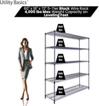 NSF Commercial 5-Tier Wire Shelving with Wheels, 60"x18"x72" Heavy Duty Metal Shelves 4000 lbs Max Capacity, Black Storage Rack for Garage Kitchen Pantry Warehouse