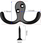 IBosins 20 Pack Heavy Duty Double Prong Coat Hooks Wall Mounted with 40 Screws Retro Double Hooks Utility Hooks for Coat, Scarf, Bag, Towel, Key, Cap, Cup, Hat