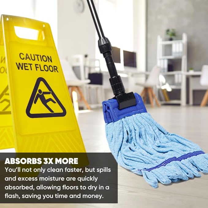 Commercial Mop Head Replacement – 1 Pack Large Yellow Microfiber Tube Mop (18 oz.) | Industrial Wet Mops | Washable Refill, Reusable, Heavy Duty, Looped End Mopheads | Hardwood, Concrete