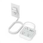 Cruise Essentials, TESSAN Flat Plug Travel Power Strip, Non Surge Protector for Cruise Ship, 3 Outlets 3 USB (1 USB C), 5 FT Extension Cord Small Power Strip with Ring Pull, Portable for Travel