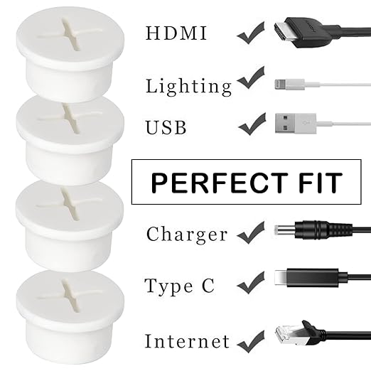 AccEncyc 12 Pcs Cable Cord Grommet Silicone Cable Grommet 3/4" Wire Hole Cover Cable Management Wire Organizer Cable Pass Through Desk Grommet for Table, Computer Desk, Office, Home