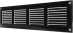 Repa Market Air Vent Cover 16x4 Inch (Outer Dimensions) Black Galvanized Steel Louvered Grill Cover with Mesh Screen - Wall or Ceiling Vent/HVAC Register - Indoor, Outdoor Ventilation Soffit Vent