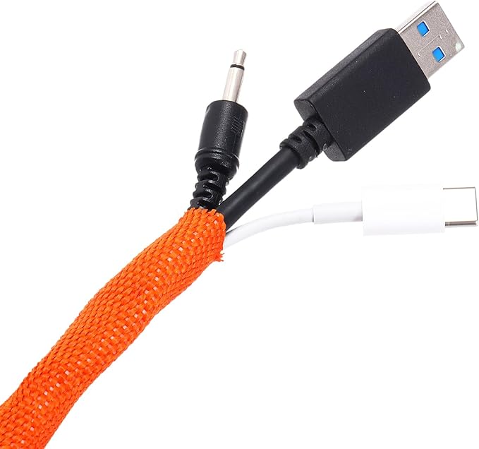 MECCANIXITY Braided Cable Sleeves Heat Shrinkable Fabric Sleeving, 7/8" 10ft Orange 2:1 Ratio Heat Shrinkable Cord Protector for Harness Cable, Network Cable Protection, Cable Management