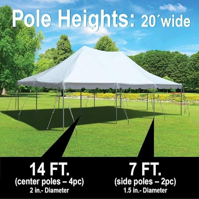 TentandTable 20' x 30' Premium Canopy Tent, White, Outdoor Pole Tent, 60-120 Person Capacity for Parties, Weddings, Events, Commercial and Residential Use, Large Heavy Duty Vinyl Canopy Tents