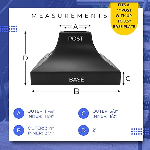 Deck Post Base Cover – Durable, Snap-Together Shoe Base Instantly Transforms Hand & Stair Rail Feet – Porch, Stair & Deck Base Brackets Covers – UV-Resistant ABS Plastic (Black)