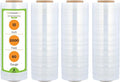 PSBM Stretch Wrap, 8 Pack, 12 Inch x 2000 Feet, 60 Gauge, Clear Plastic Cling, Cast Hand Stretch Film Rolls for Packaging Moving Packing Pallets