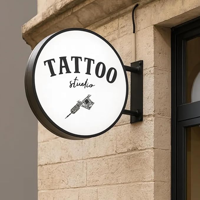 Custom Advertising Lightbox Logo Sign - Personalized Double/Single Sided LED Lighting Round Business Logo for Shop Shows, Salon, Cafes, Bar & Restaurant Sign, Waterproof, Indoor Outdoor Decor