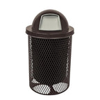COATEDOUTDOORFURNITURE RDT-BRW Heavy Duty 32 Gallon Round Trash Receptacle, Liner Included, Brown with Black Dome, Made in America