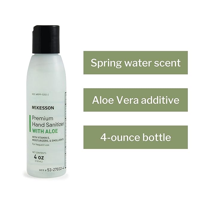 McKesson Hand Sanitizer with Aloe, 4 oz [Pack of 24] Bulk, 70% Ethyl Alcohol, Spring Water Scent