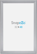 SnapeZo Silver 32x48 Poster Frame, 1.7" Aluminum Profile, Front-Loading Snap Frame, Wall Mounting, Wide Series