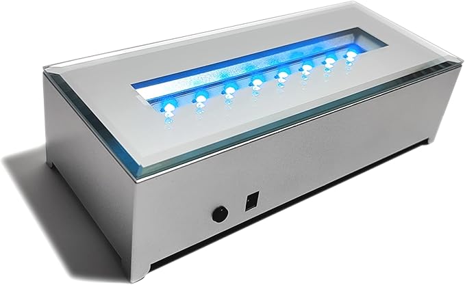 16 LED Light Display Stand Base for 3D Crystal Glass Art,Holiday Casual Atmosphere Ornament Lamp- 6 Inch Rectangular Illuminated Holder Colorful Lights (silver)