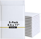 5-Pack 8.5x11" Bubble Mailers White Poly Padded #2 Envelopes Self Seal Shipping Bags Lightweight Tear Resistant Bubble Mailing Envelopes for Small Business Packaging, DVD, Clothing, Books, Gifts