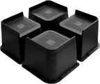 Bed Risers 4 inch Heavy Duty, Oversized Furniture Riser with Non-Slip Base for Sofa Couch Chair Desk Table Leg Dorm Bed Frame Lifts Risers Blocks Supports Up to 6,500 Lbs (Black 4 Pack)