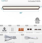 LED Under Cabinet Lighting Hardwired or Plug in, 40 Inch 20W, Dimmable 5 Color 2700K/3000K/3500K/4000K/5000K, Linkable Eyes Care Design Counter Lights for Kitchen, Sink, ETL Listed, Bronze