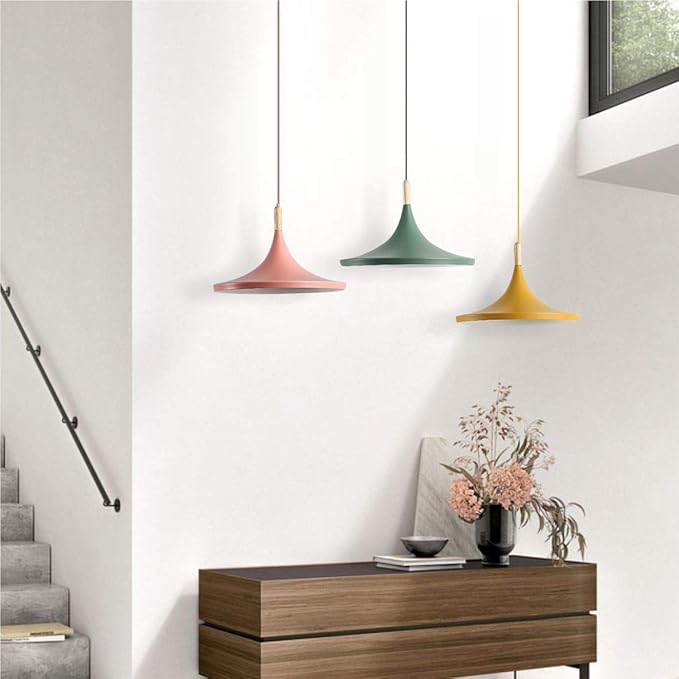KCO Lighting Nordic Modern Macaron Pendant Light 3-Pack Farmhouse Barn Pendant Light Colorful Pendant Lighting Kitchen Island Lights Ceiling Hanging Over Island (Big)
