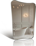 ANDY STAR Brushed Nickel Bathroom Mirror, 22x30 Silver Metal Framed Mirrors for Bathroom, Irregular Wall Mirror in Anti-Rust Stainless Steel Frame, Unique Shape Frame Ideal for Home Remodel