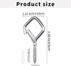 10 PCS Eye Screw Hooks for Hanging Heavy Duty with Safety Buckle.Metal Ceiling Hooks for Hanging Plants,Cup,Wind Chime,Bird Feeders,christmas String Lights at Indoor&Outdoor,2.36 Inch(No Drill Bit)