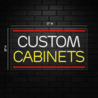 Custom Cabinets Neon Sign for Retail Displays | Value priced LED Flex Neon | Electronic Light Up LED Sign for Windows/Walls | 37"W x 20"H x 1"D
