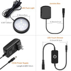 YGS-Tech LED Under Cabinet Lighting Kit, 1020 Lumens LED Puck Light, 5000K Daylight White, CRI90+, Touch Dimming, Black Trim All Accessories Included, for Kitchen, Closet Lights, Safe Light, 6-Pack