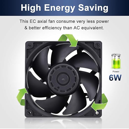 Wathai EC Industrial Case Fan 120mm x 38mm Ball Bearing 116 CFM AC 110V 115V 120V 220V 240V Brushless Cooling Fan 120x120x38mm