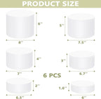 6Pcs Buffet Risers, Food Risers for Buffet Table, Acrylic Round Display Risers with Hollow Bottom, Food Display Stand for Party Jewelry Dessert Figures (Size 6",6.5",6.7",7",7.5",8")