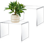 2 Pcs 7 x 10.5 x 7 Inch Large Acrylic Risers Display Stands 5 mm Thick Acrylic Shelf Riser Showcase for Collectibles Jewelry Cupcakes Food Figures Perfume Cabinet (Clear)