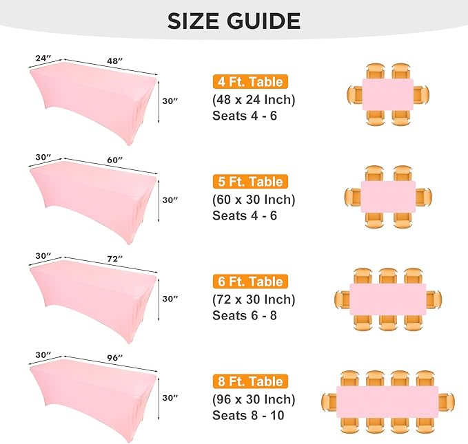 SEPARO 2Pack,4FT Pink Spandex Table Cover Fitted Rectangular Tablecloth Stretchable Tablecloth 4 ft Wrinkle-Free for Party Tradeshows Banquet Weddings Cocktail, 2 Pcs