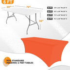 SEPARO 2 Pack 6 Ft Orange Table Cover Fitted Rectangular Tablecloth Stretchable Fabric Table Cloth 6 ft Wrinkle-Free for Party Tradeshows Banquet Weddings Cocktail