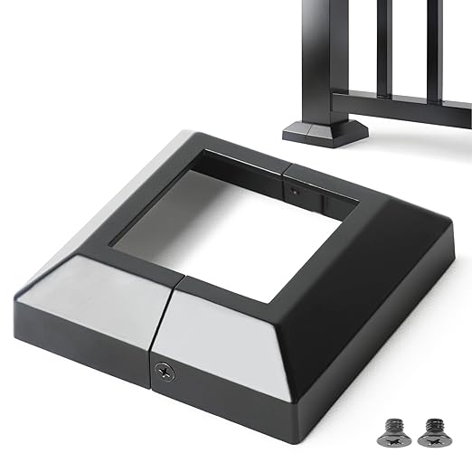 3.0"x3.0"（Actual: 3.0"x3.0"） Deck Post Base Cover Decorative Post Base Trim Skirt Black Aluminum 8Pack
