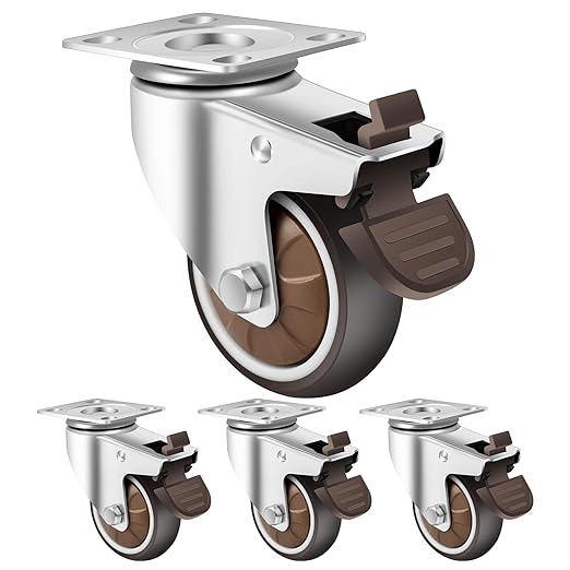 W B D WEIBIDA 3 Inch Heavy Duty Casters Wheels Set of 4, Dual Locking Rubber Casters with 1000 LBS, 360 Degree Ball Bearing Swivel Casters, No Noise TPR Rubber Wheels for Cabinets, Workbench