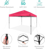 Best Choice Products 10x10ft 1-Person Setup Pop Up Canopy Tent Instant Portable Shelter w/ 1-Button Push, Case, 4 Weight Bags - Hot Pink