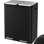 Arlopu 16Gal Dual Trash Can w/2 Built-in Box for Odor Control, Hands-Free Kitchen Garbage Bin, Recycle Waste Dustbin, Soft-Close Lid, 2 Buckets,Foot Pedal, Side Handle, Airtight,for Home (Black)