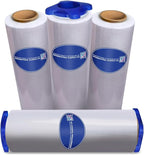 International Plastics Co. 18" Stretch Film/Wrap 1500 feet 7 Layers 80 Gauge Industrial Strength up to 800% Stretch 20 Microns Adhering Packing Moving Heavy Duty (Clear, 1 Pack - Tension Handles)