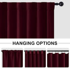 Hiasan Christmas Room Divider Curtains Blackout Patio Sliding Door Curtain Privacy Room Thermal Insulated Noise Reduction Panel with Back Tab & Rod Pocket for Glass Door (80 x 84 Inches, Burgundy)