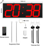 Digital Wall Clock with Double Sided Display, Large LED Clock with Timer,Alarm,Temperature and Date,Two Faced Hanging Digital Clock Large Display for Multiple Public Places(Red)