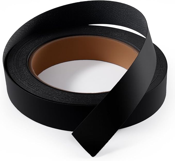 Melamine Edge Banding Black 3/4 inch x 25 ft Veneer Edging Easy Application Iron on Edge Banding Tape for Cabinet Plywood Repairs Furniture Restoration