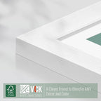VCK 12x16 Picture Frame Set of 2 - White, Matted to 8x12 or 12x16 without Mat, Textured Exclusive Wooden Photo Frames with HD Glass, Wall Hanging