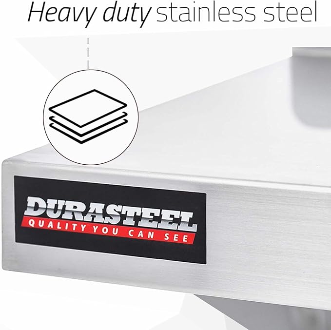 DuraSteel Stainless Steel Shelf - 48 Inch Wide x 14 Deep Commercial NSF Mounted Metal Wall Shelf Pantry Organizer Garage Storage Shelves - Rack Shelving Restaurant Kitchen Units Laundry Utility Room